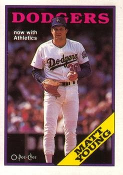 1988 O-Pee-Chee Baseball Cards 367     Matt Young#{Now with A s